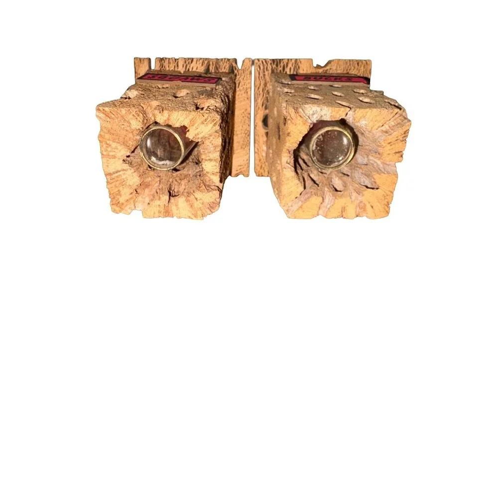Vintage Outhouse Squaws & Bucks (F/M) Cholla Cactus Wood Salt Pepper Shakers MCM